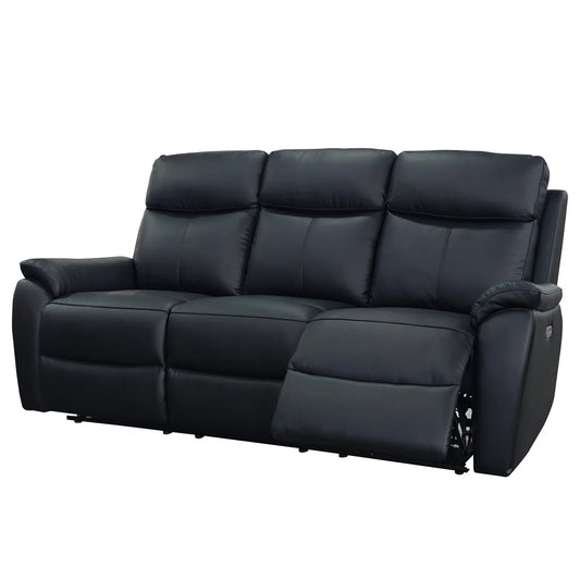 Royal 2 Seat Black Real Leather Electric Recliner