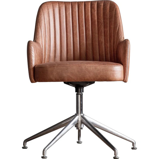 Mountville Real Leather Swivel Office Chair