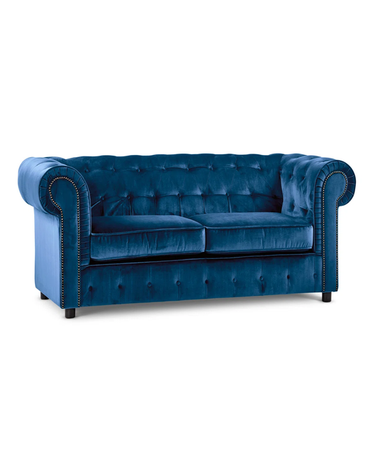 Baron 2 Seat Blue Velvet Chesterfield Sofa