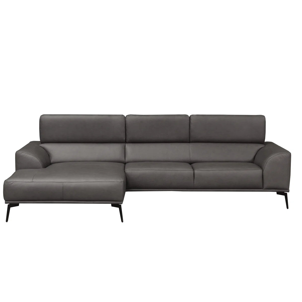 Belini Real Italian Leather 3 Seater Stone Corner Sofa