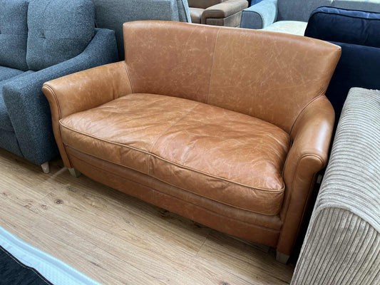 Edward 2 Seater Tan Real Leather Sofa