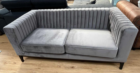 Newton 2 Seater Grey Velvet Sofa