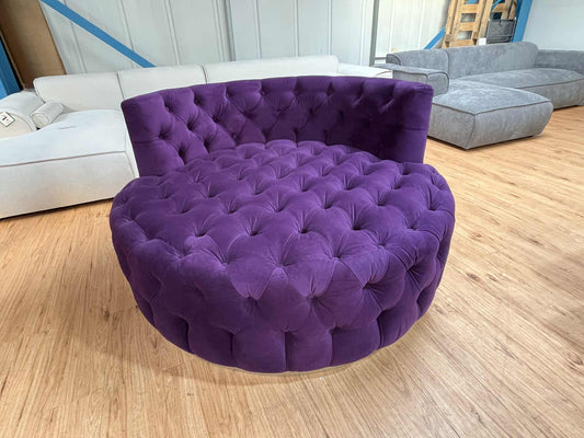 Downey Purple Velvet Barrel Chair
