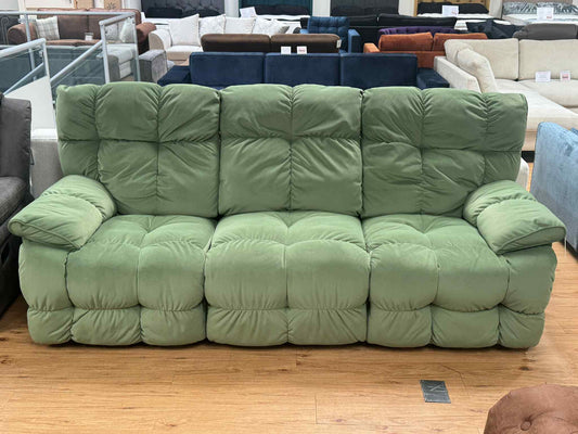 Raymond 3 Seater Lime Velvet Electric Reclining Sofa with USB Port