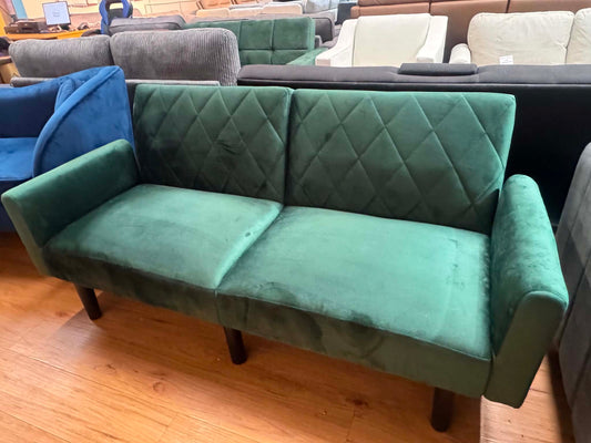 Aiden 3 Seat Green Velvet Clic Clac Sofa Bed