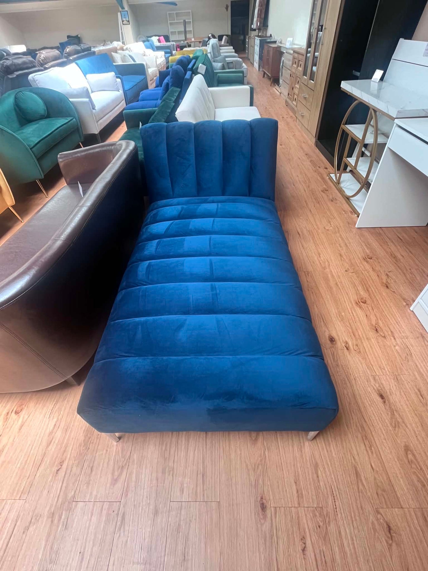 Decadence Blue Single Velvet Chaise