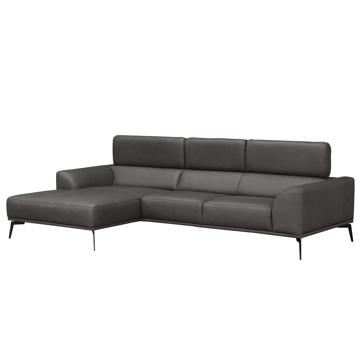 Belini Real Italian Leather 3 Seater Stone Corner Sofa