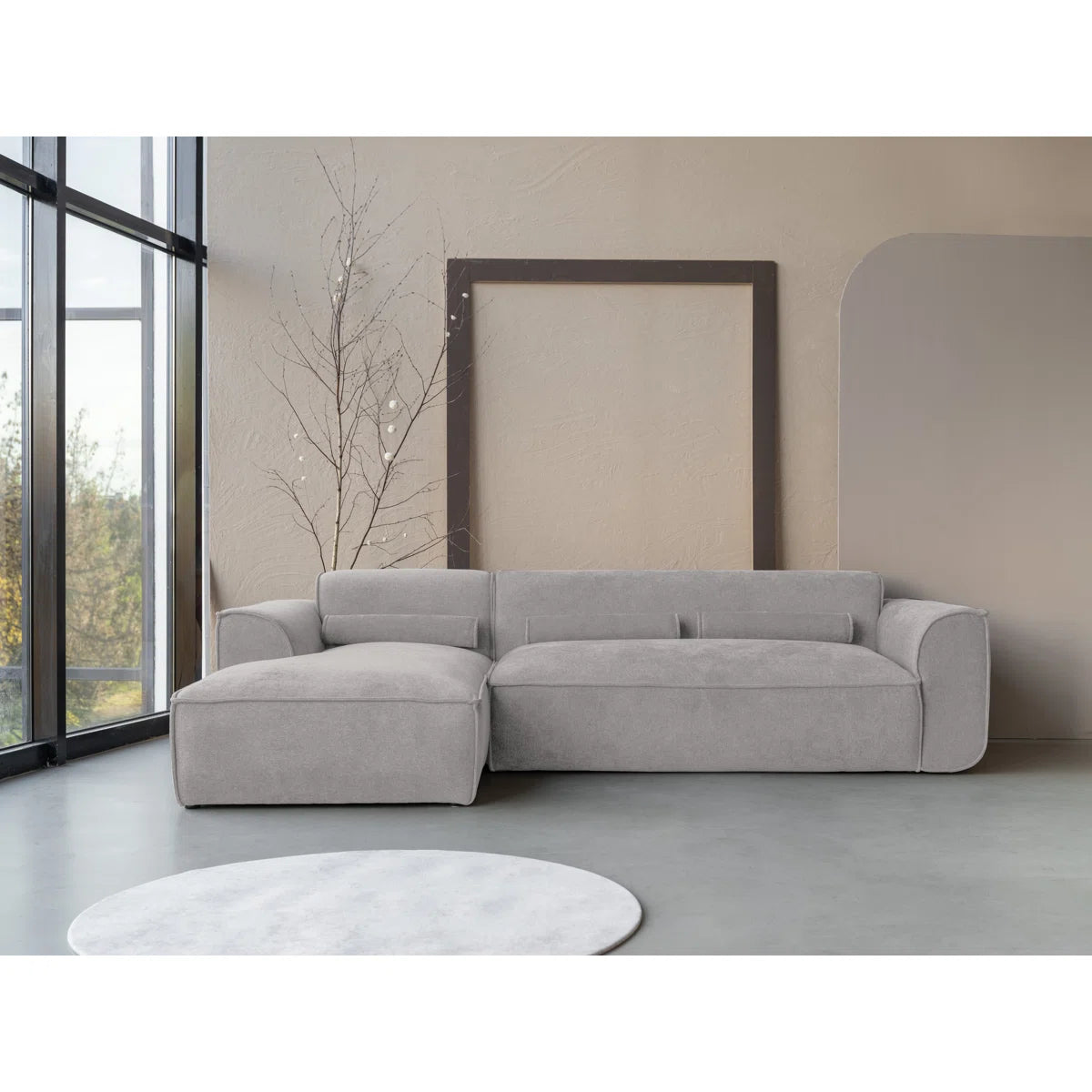 Felicity 4 Seater Grey Left Chaise Chenille Corner Sofa