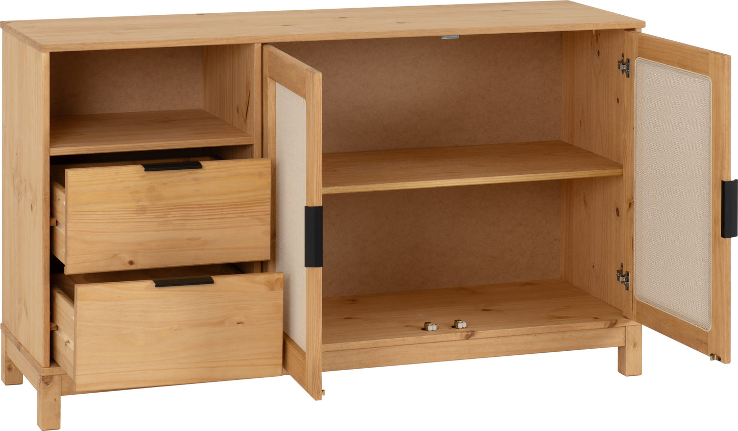 Corona Pine Rattan 2 Door 2 Drawer Sideboard