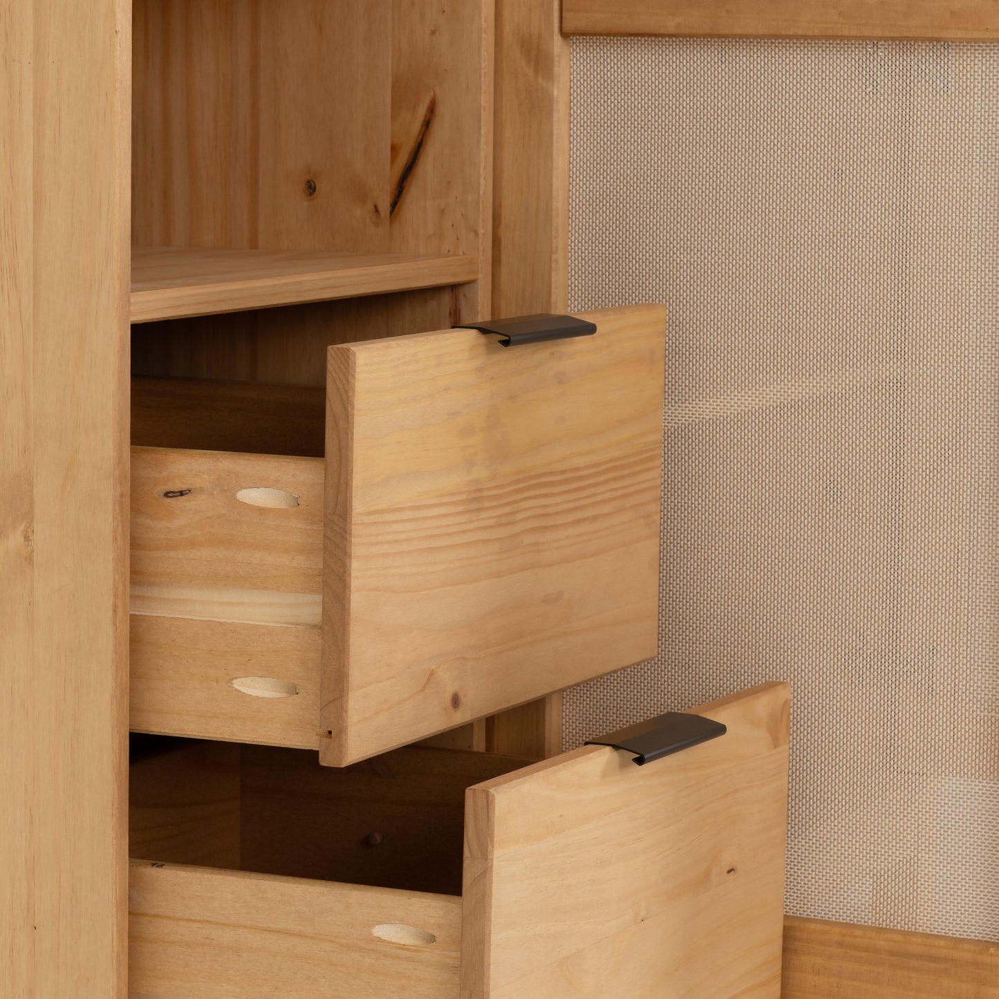 Corona Pine Rattan 2 Door 2 Drawer Sideboard