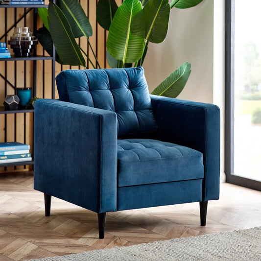 Josie Navy Velvet Retro Armchair