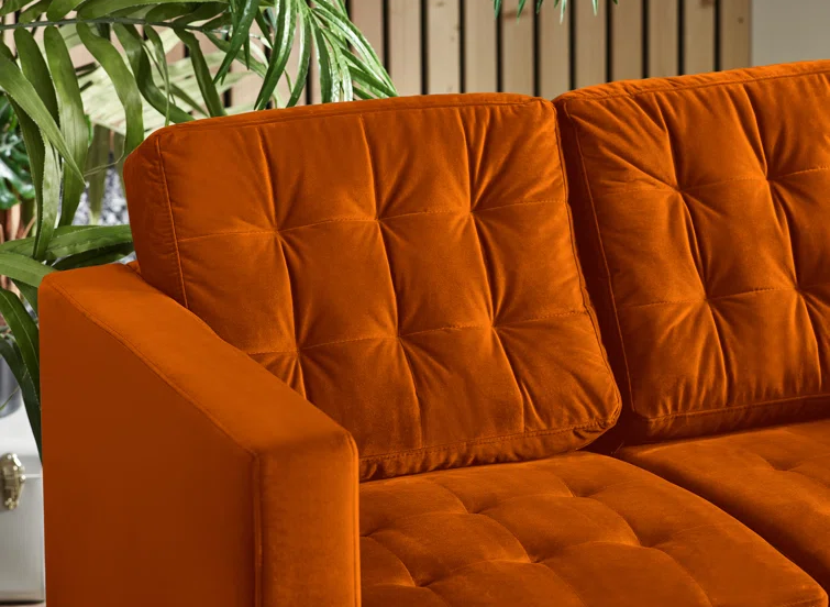 Josie 2 Seater Orange Velvet Retro Sofa