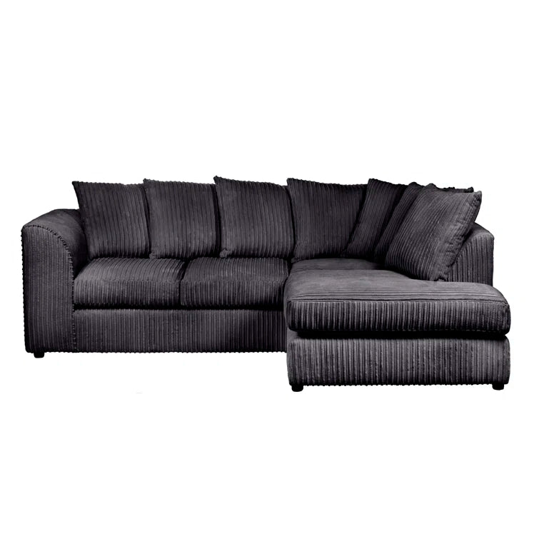 Maui Black Jumbo Cord 3 Seater Corner Sofa