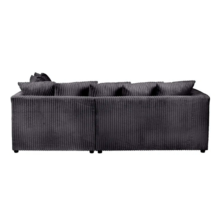Maui Black Jumbo Cord 3 Seater Corner Sofa