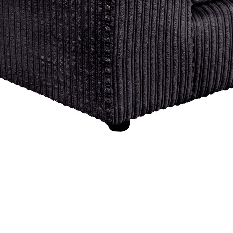 Maui Black Jumbo Cord 3 Seater Corner Sofa