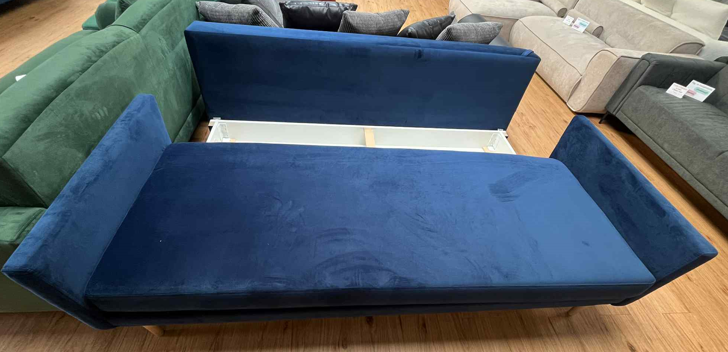Ashton 3 Seater Navy Velvet Lift Out Sofa Bed with Storage Base