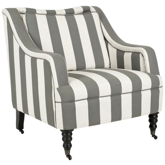 Sophie Grey & White Stripe Linen Armchair